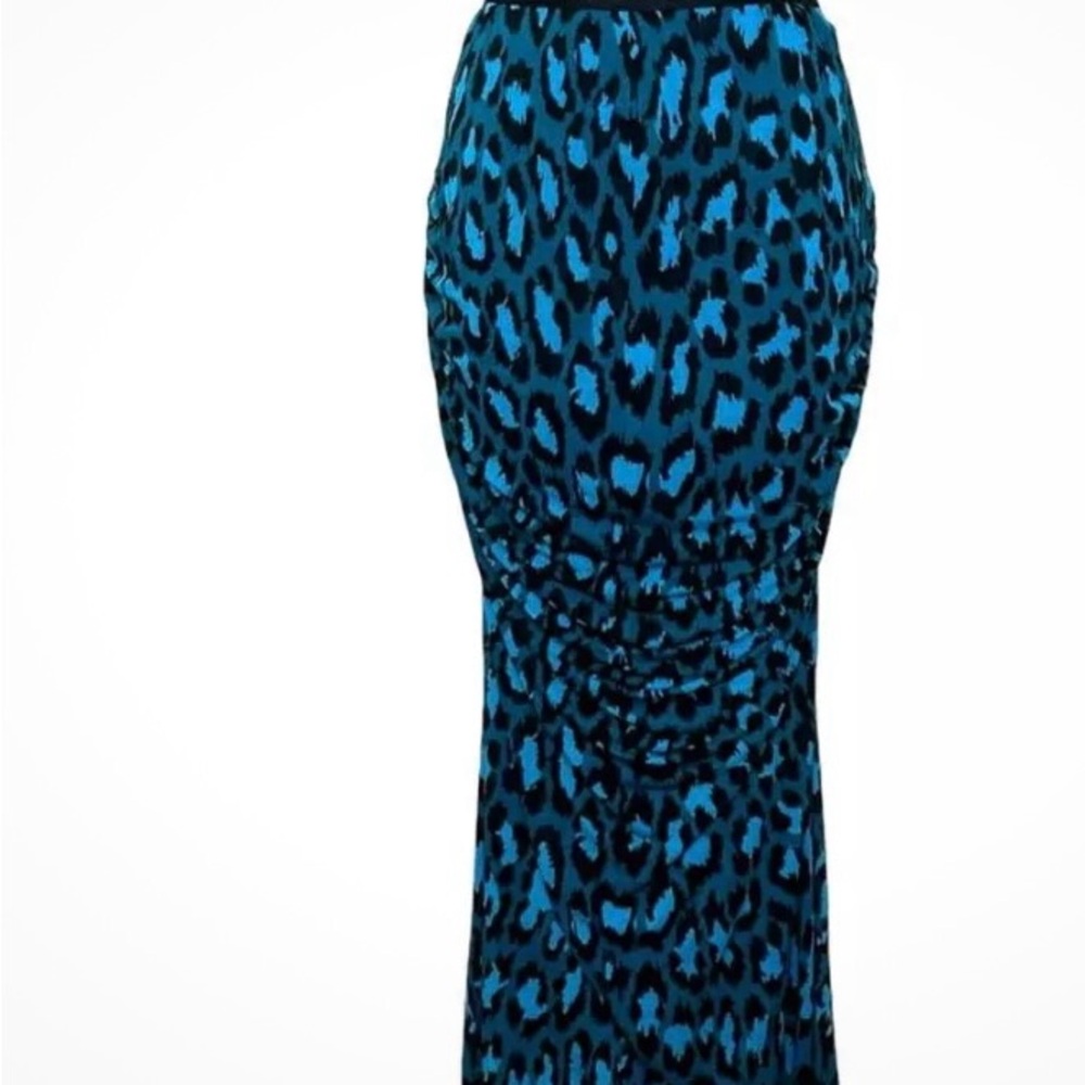 Diane Von Furstenberg Blue Black Pencil Maxi Skirt